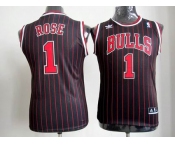 youth nba chicago bulls #1 rose black[red strip]