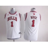 youth nba jerseys chicago bulls #1 rose white[revolution 30 swingman]