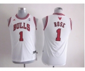 youth nba jerseys chicago bulls #1 rose white[revolution 30 swingman]