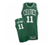 Men's Adidas Boston Celtics #11 Jayson Tatum Authentic Green(White No.) Road NBA Jersey