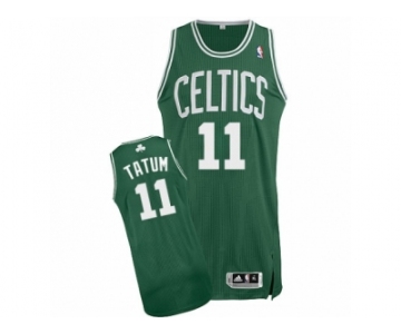 Men's Adidas Boston Celtics #11 Jayson Tatum Authentic Green(White No.) Road NBA Jersey