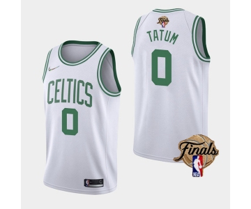 Men's Boston Celtics #0 Jayson Tatum 2022 White NBA Finals Stitched Jersey