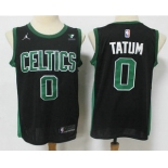 Men's Boston Celtics #0 Jayson Tatum Black 2021 Brand Jordan Swingman Stitched NBA Jersey With NEW Sponsor Logo