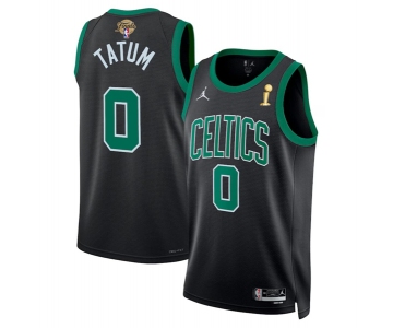 Men's Boston Celtics #0 Jayson Tatum Black 2024 Finals Champions Statement Edition Stitched Baseball Jersey