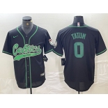 Men's Boston Celtics #0 Jayson Tatum Black Cool Base Stitched Baseball Jersey