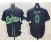 Men's Boston Celtics #0 Jayson Tatum Black Cool Base Stitched Baseball Jersey