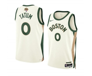 Men's Boston Celtics #0 Jayson Tatum Cream 2024 Finals City Edition Stitched Basketball Jersey