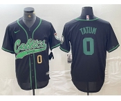 Men's Boston Celtics #0 Jayson Tatum Number Black Cool Base Stitched Baseball Jersey