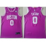 Men's Boston Celtics #0 Jayson Tatum Pink 2018-19 Swingman Basketball New City Edition Jersey