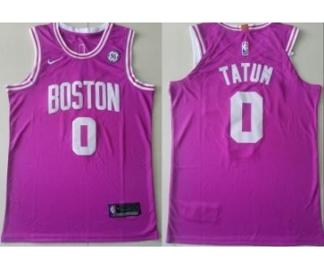 Men's Boston Celtics #0 Jayson Tatum Pink 2018-19 Swingman Basketball New City Edition Jersey