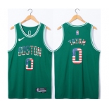 Men's Boston Celtics #0 Jayson Tatum USA Flag Green Stitched Jersey