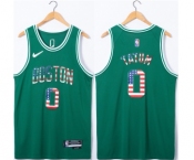 Men's Boston Celtics #0 Jayson Tatum USA Flag Green Stitched Jersey