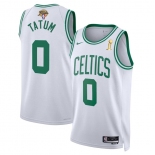 Men's Boston Celtics #0 Jayson Tatum White 2024 Finals Champions Association Edition Stitched Baseball Jersey