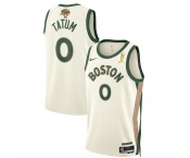 Men's Boston Celtics #0 Jayson Tatum White 2024 Finals Champions City Edition Stitched Basketball Jersey