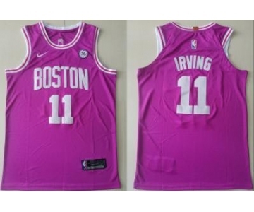 Men's Boston Celtics #11 Kyrie Irving Pink 2018-19 Swingman Basketball New City Edition Jersey