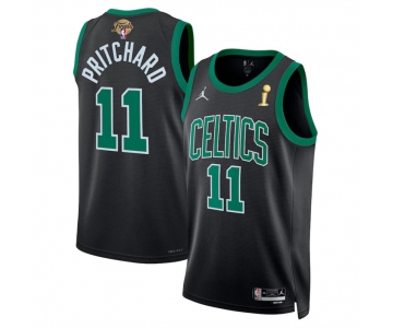 Men's Boston Celtics #11 Payton Pritchard Black 2024 Finals Champions Statement Edition Stitched Basketball Jersey