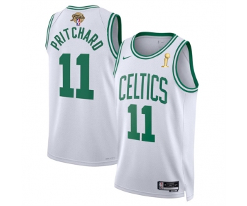 Men's Boston Celtics #11 Payton Pritchard White 2024 Finals Champions Association Edition Stitched Basketball Jersey