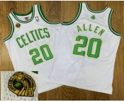 Men's Boston Celtics #20 Ray Allen White 2008 NBA 17th Champions Patch 2007-08 Hardwood Classics Soul AU Throwback Jersey