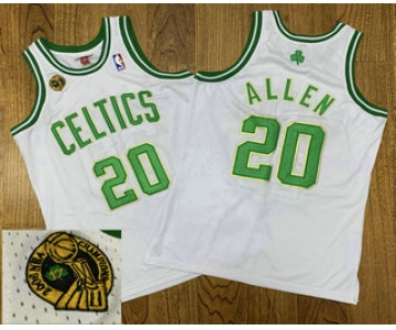 Men's Boston Celtics #20 Ray Allen White 2008 NBA 17th Champions Patch 2007-08 Hardwood Classics Soul AU Throwback Jersey