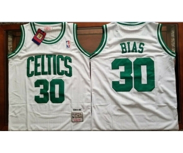 Men's Boston Celtics #30 Len Bias White Swingman Throwback Jersey