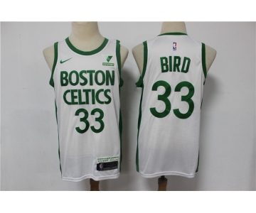 Men's Boston Celtics #33 Larry Bird Authentic White Basketball Jersey 2020-2021 City Edition