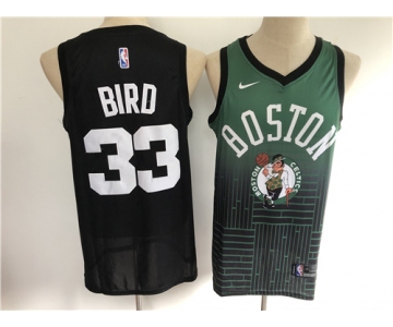 Men's Boston Celtics #33 Larry Bird Black Green  Salute Edition 2021 New Basketball Jersey