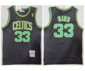 Men's Boston Celtics #33 Larry Bird Black Green Throwback Stitched Basketball Jersey