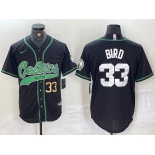 Men's Boston Celtics #33 Larry Bird Black With Patch Cool Base Stitched Baseball Jerseys