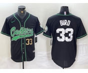 Men's Boston Celtics #33 Larry Bird Black With Patch Cool Base Stitched Baseball Jerseys