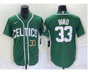 Men's Boston Celtics #33 Larry Bird Green Stitched Baseball Jersey