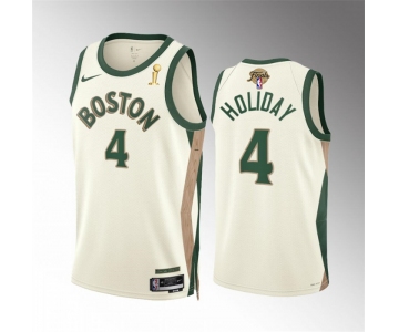 Men's Boston Celtics #4 Jrue Holiday 2024 Finals Champions City Edition Stitched Basketball Jersey