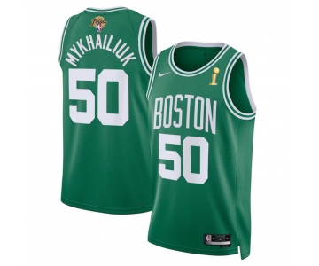 Men's Boston Celtics #50 Svi Mykhailiuk Kelly Green 2024 Finals Champions Icon Edition Stitched Basketball Jersey