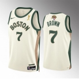 Men's Boston Celtics #7 Jaylen Brown 2024 Finals Champions City Edition Stitched Basketball Jersey