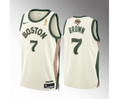 Men's Boston Celtics #7 Jaylen Brown 2024 Finals Champions City Edition Stitched Basketball Jersey