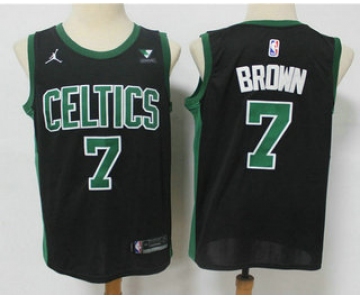 Men's Boston Celtics #7 Jaylen Brown Black 2021 Brand Jordan Swingman Stitched NBA Jersey With NEW Sponsor Logo