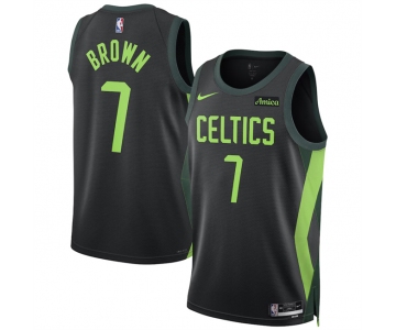 Men's Boston Celtics #7 Jaylen Brown Black 2024-25 City Edition Stitched Basketball Jersey