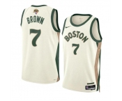 Men's Boston Celtics #7 Jaylen Brown Cream 2024 Finals City Edition Stitched Basketball Jersey