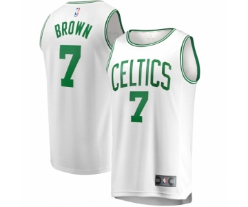 Men's Boston Celtics #7 Jaylen Brown Fanatics Branded White 2020-21 Fast Break Replica Jersey