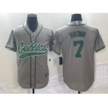 Men's Boston Celtics #7 Jaylen Brown Grey With Patch Stitched Baseball Jersey