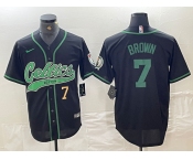 Men's Boston Celtics #7 Jaylen Brown Number Black Cool Base Stitched Baseball Jersey