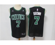 Men's Boston Celtics #7 Jaylen Brown Swingman Authentic Black Basketball Jersey 2021 New（Jordan logo）