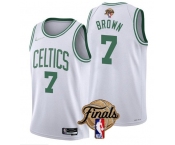 Men's Boston Celtics #7 Jaylen Brown White 2022 Finals Stitched Jersey