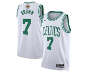 Men's Boston Celtics #7 Jaylen Brown White 2024 Finals Association Edition Stitched Basketball Jersey