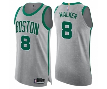 Men's Boston Celtics #8 Kemba Walker Authentic Gray Basketball Jersey - City Edition