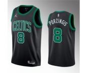 Men's Boston Celtics #8 Kristaps Porzingis Black 2023 Draft Statement Edition Stitched Basketball Jersey