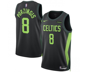 Men's Boston Celtics #8 Kristaps Porzingis Black 2024-25 City Edition Stitched Basketball Jersey