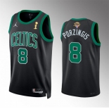 Men's Boston Celtics #8 Kristaps Porzingis Black 2024 Finals Champions Statement Edition Stitched Basketball Jersey