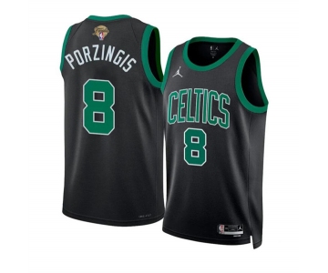 Men's Boston Celtics #8 Kristaps Porzingis Black 2024 Finals Statement Edition Stitched Basketball Jersey