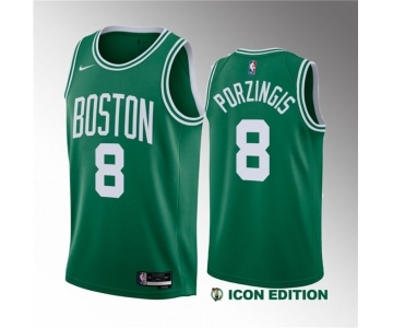 Men's Boston Celtics #8 Kristaps Porzingis Green 2023 Draft Icon Edition Stitched Basketball Jersey