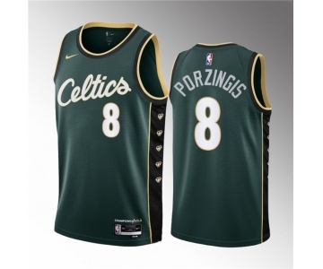 Men's Boston Celtics #8 Kristaps Porzingis Green2023 Draft City Edition Stitched Basketball Jersey